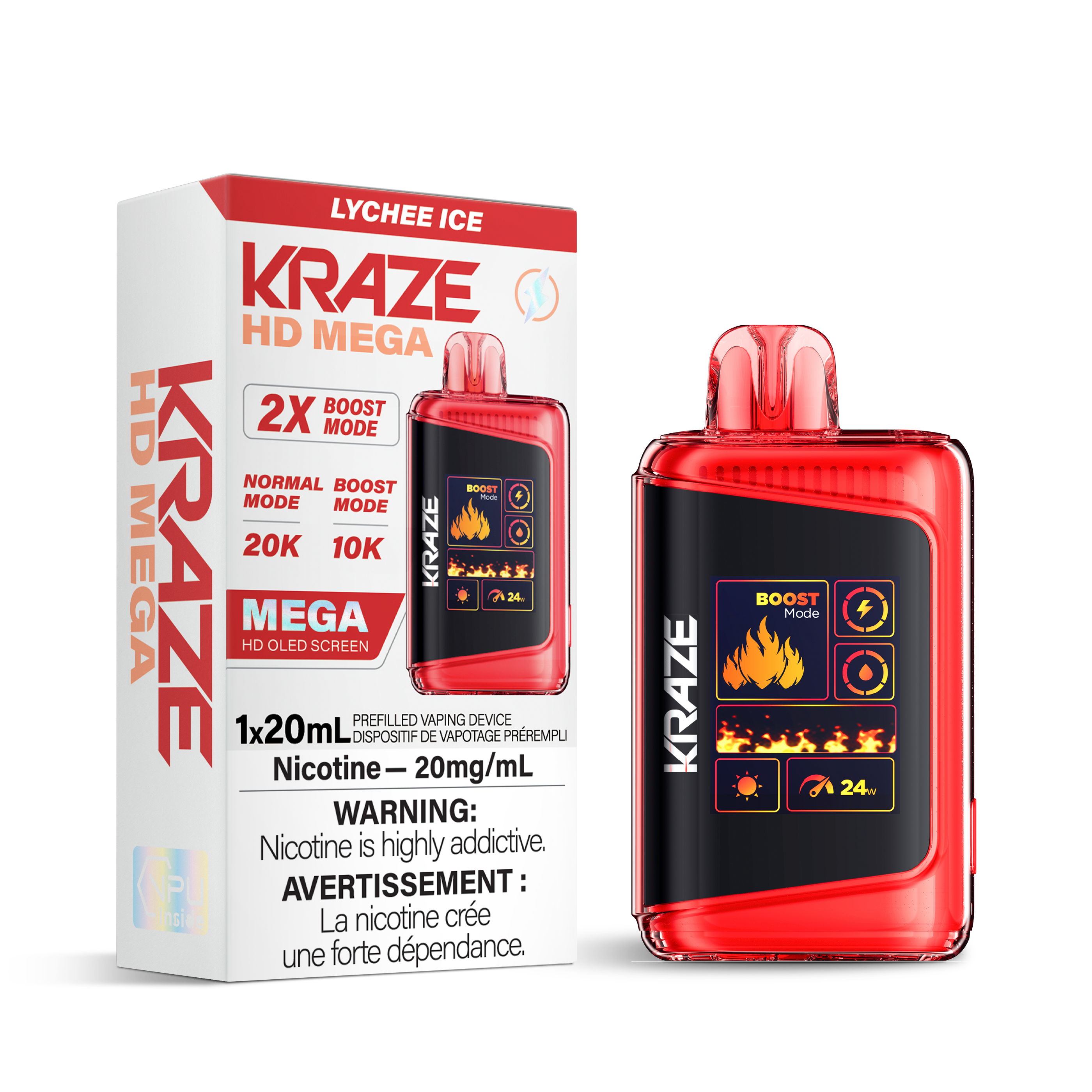 LYCHEE ICE - Kraze HD Mega - 5pc/Carton [ONTARIO]
