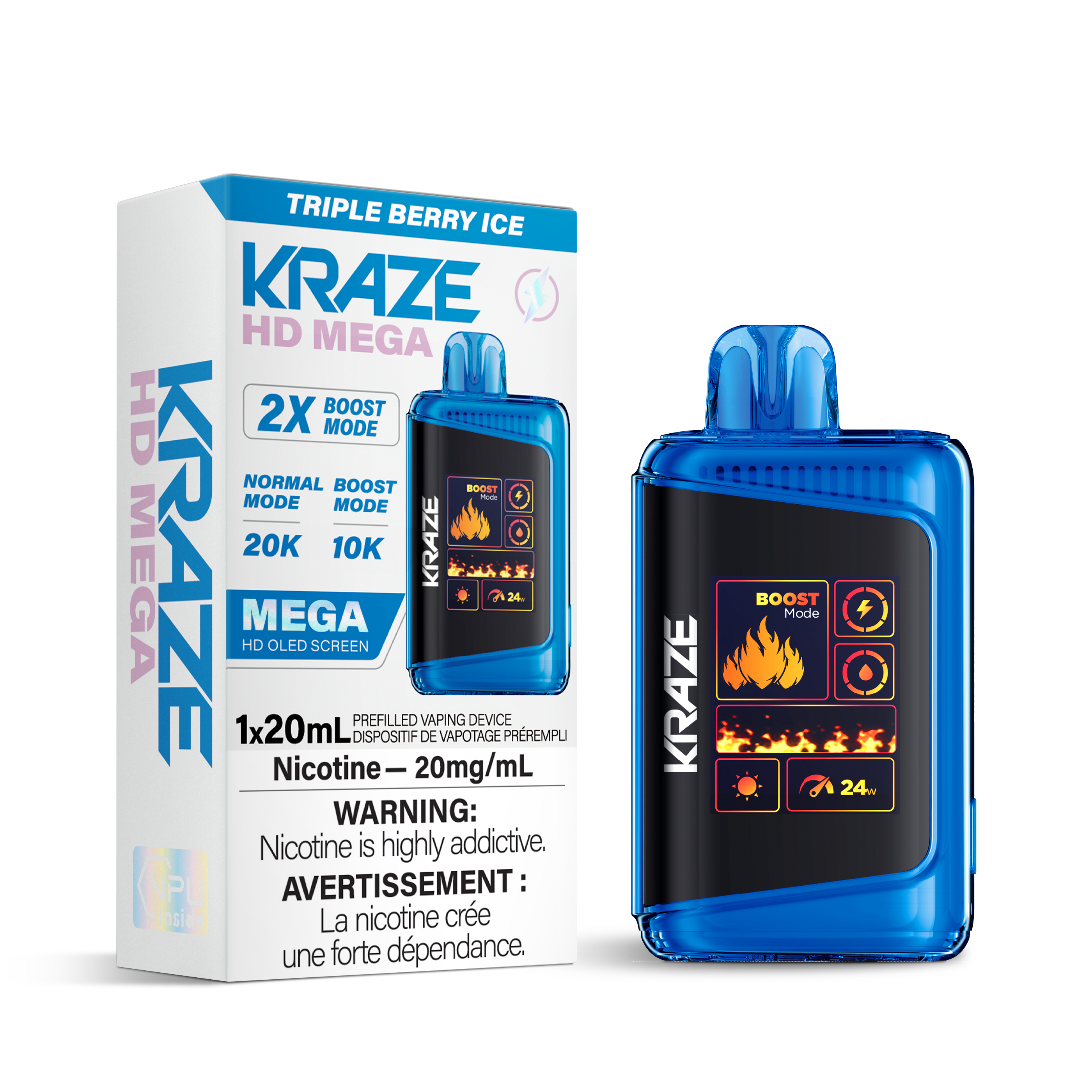 TRIPLE BERRY ICE - Kraze HD Mega - 5pc/Carton [ONTARIO]