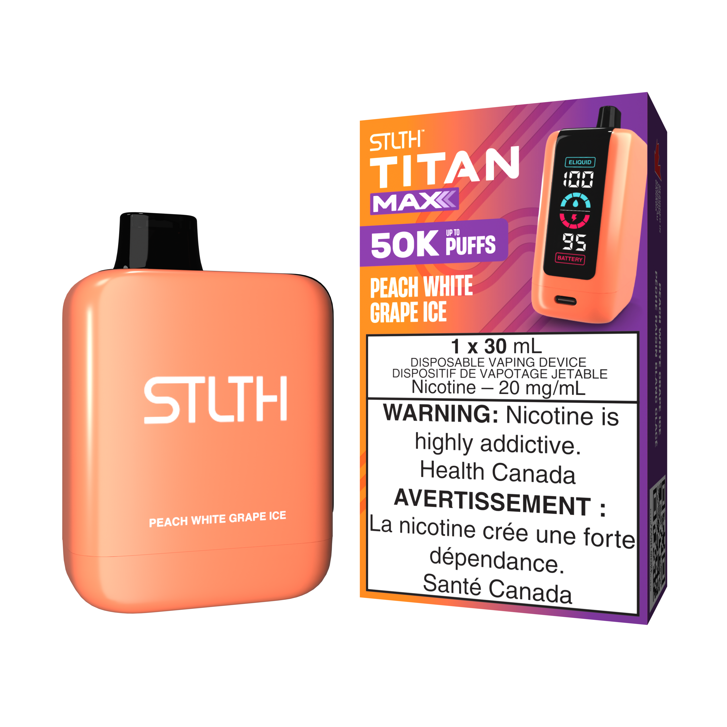 PEACH WHITE GRAPE ICE - STLTH TITAN MAX 50K- (4PCS/CTN) [ON]