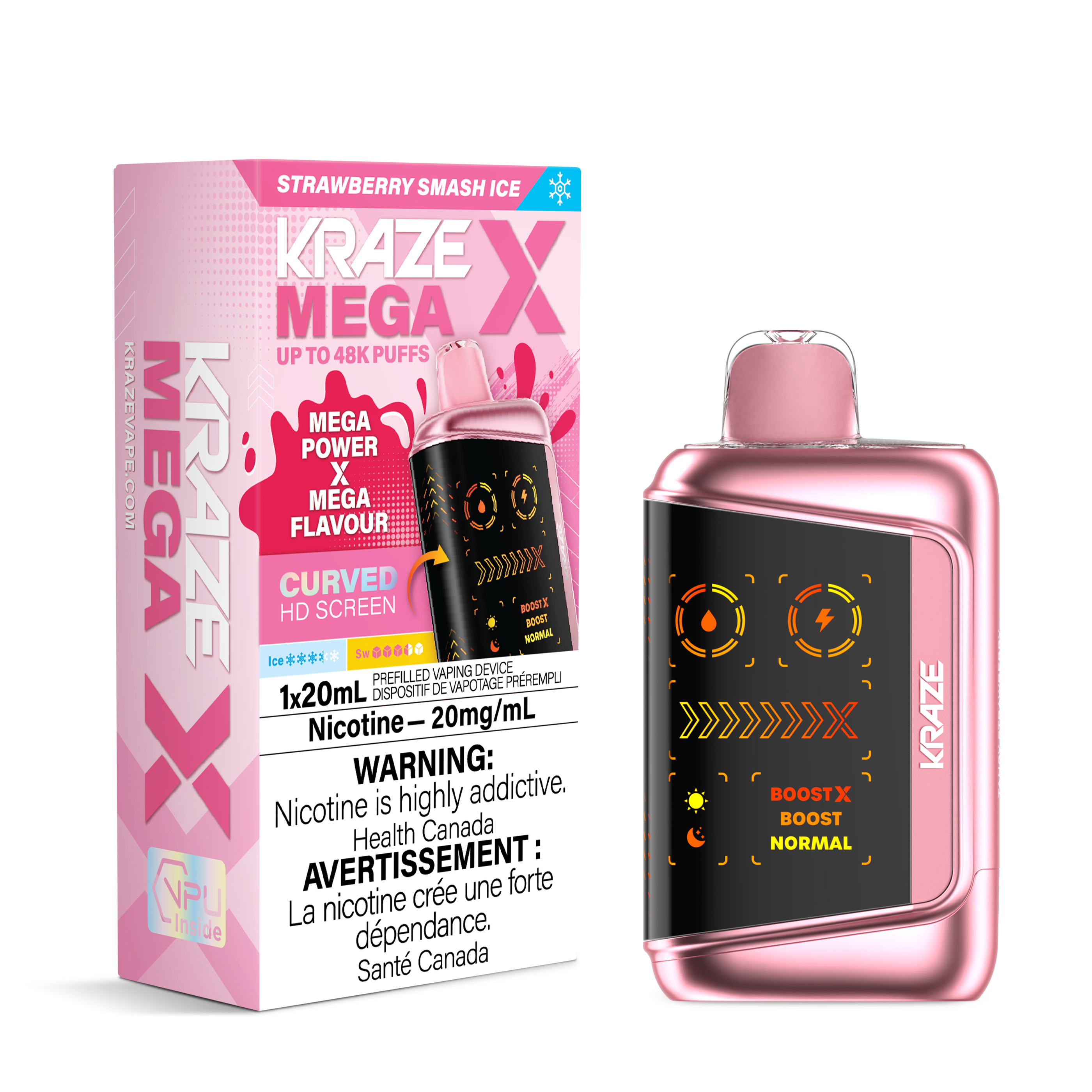 STRAWBERRY SMASH ICE - Kraze Mega X 48k - 4pc/Carton [ON]