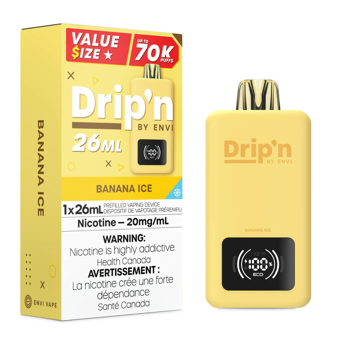 BANANA ICE - Drip'n by Envi 26ml Disposable - 5pc/Carton [ON]