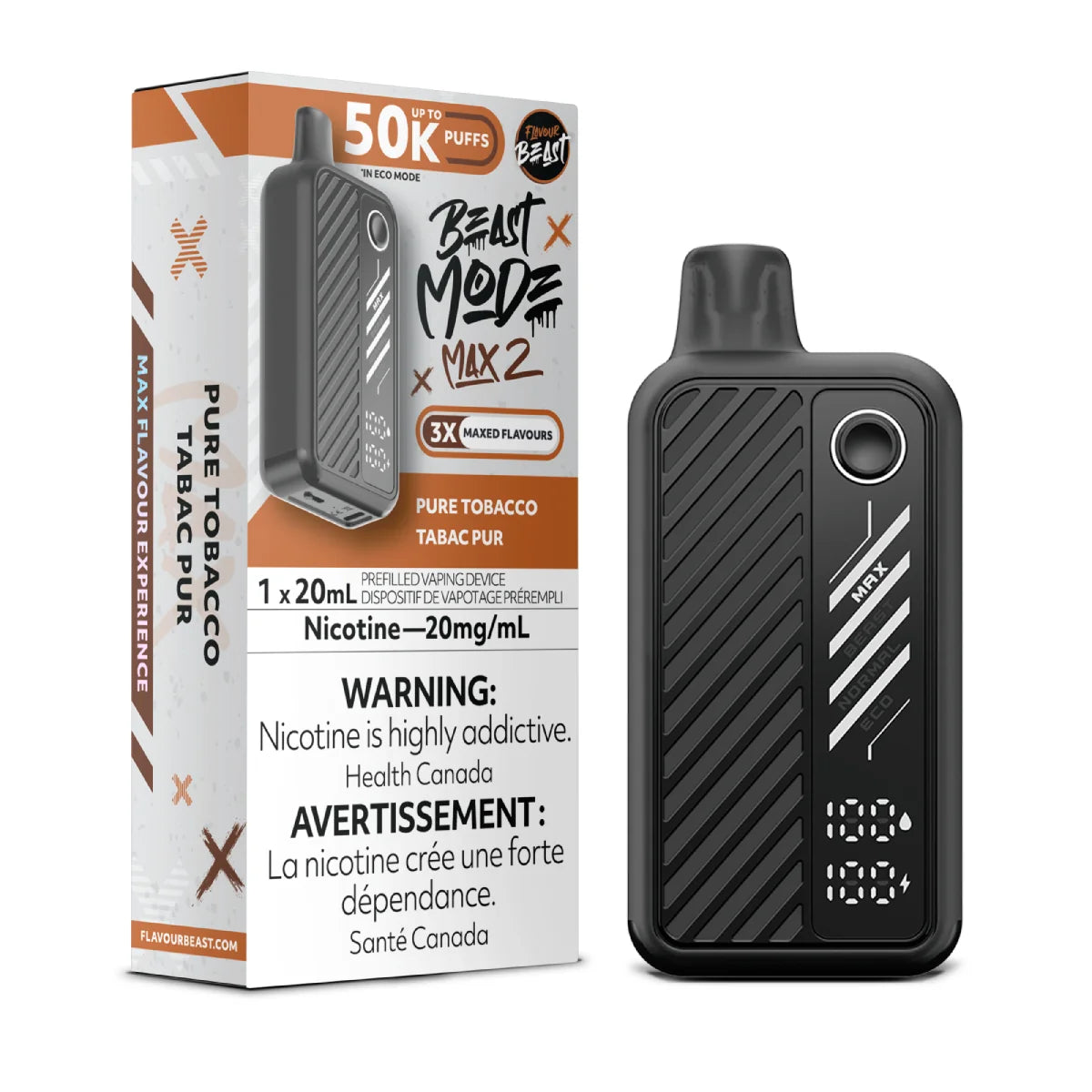 Pure Tobacco - Flavour Beast Mode Max 2 50K  - 20MG - 5pc/Carton
