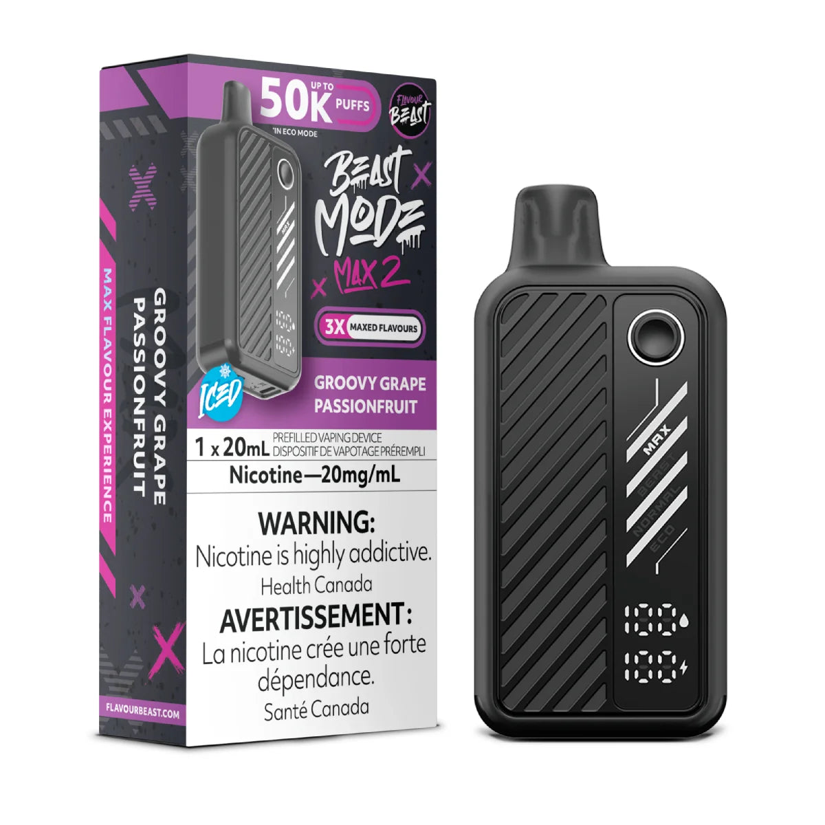 Groovy Grape Passionfruit - Flavour Beast Mode Max 2 50K  - 20MG - 5pc/Carton