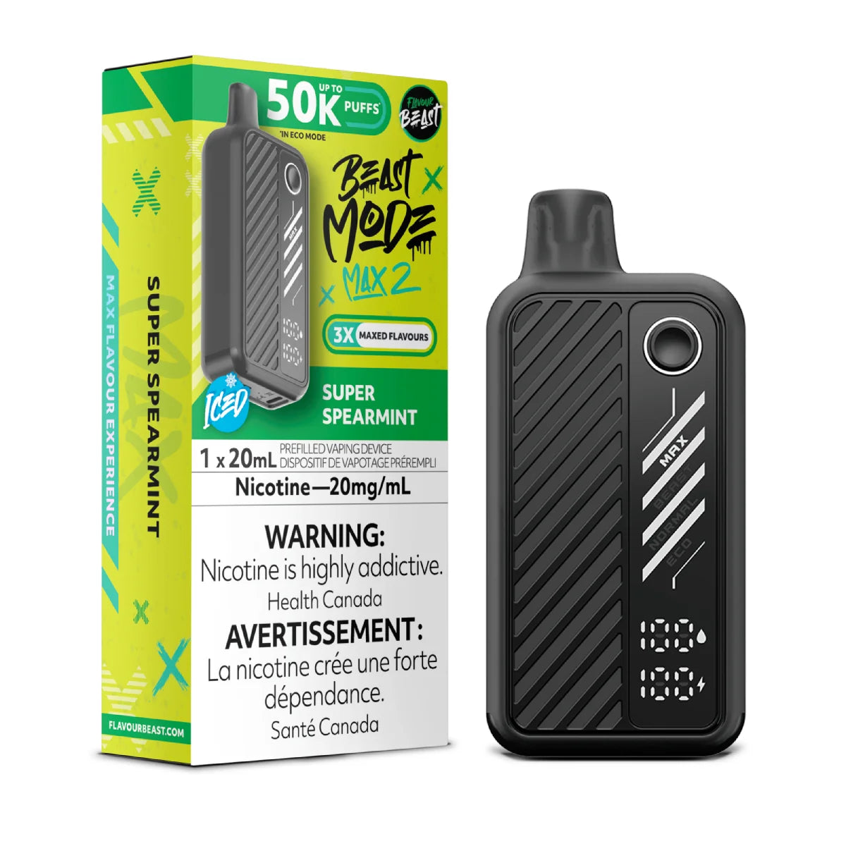 SUPER SPEARMINT - Flavour Beast Mode Max 2 50K  - 20MG - 5pc/Carton