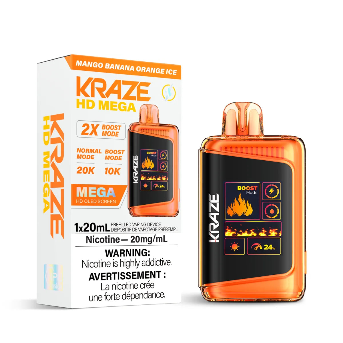 MANGO BANANA ORANGE ICE - Kraze HD Mega - 5pc/Carton [ONTARIO]